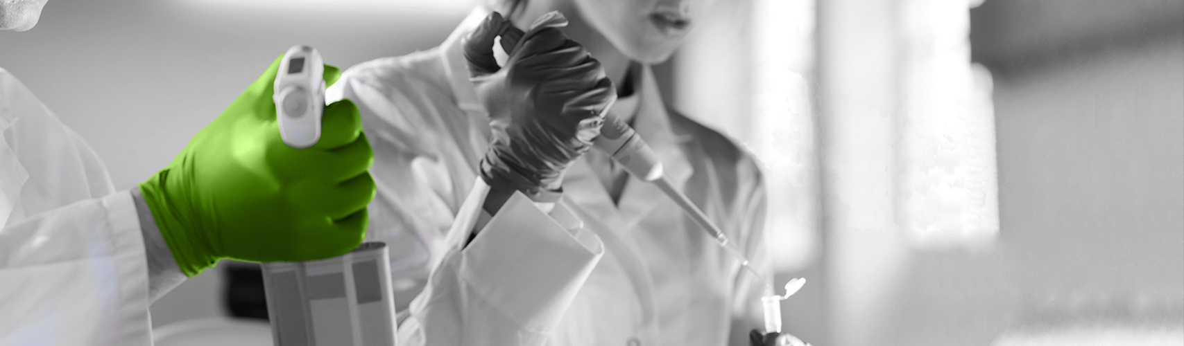 Attractive young scientist pipetting.